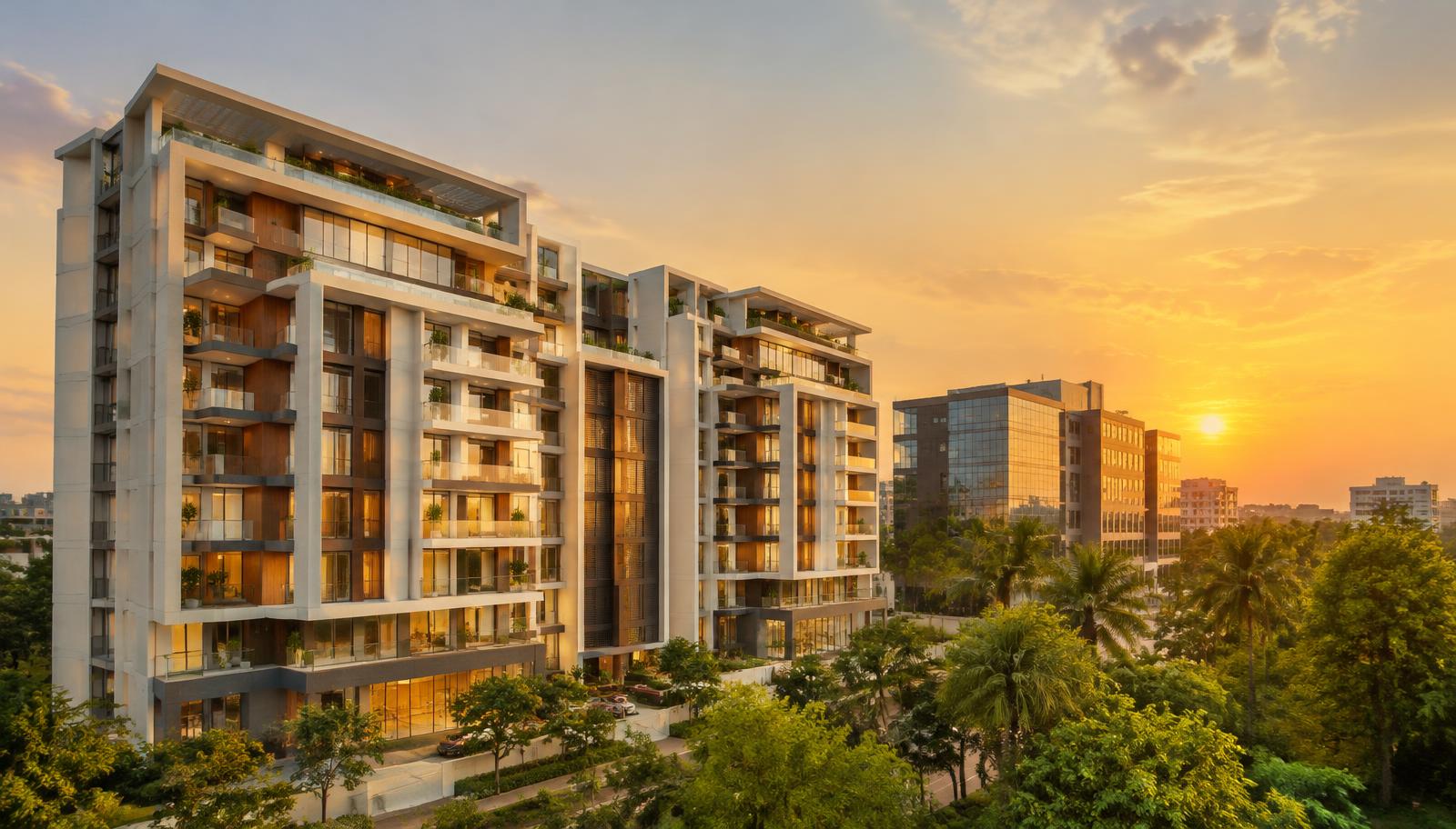 Modern residential and office buildings